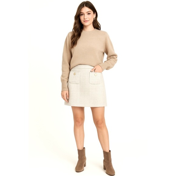 Maison d' Amelie Dresses & Skirts - Maison d'Amelie White Tweed Bouclé Skirt‎ | Size 2